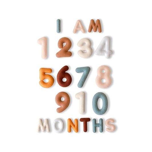 Lucy Darling Felt Baby Monthly Milestone Numbers – Signs & Photo Props – Soft Letters & Numbers for Baby Announcement, Newborn Photography – Neutral