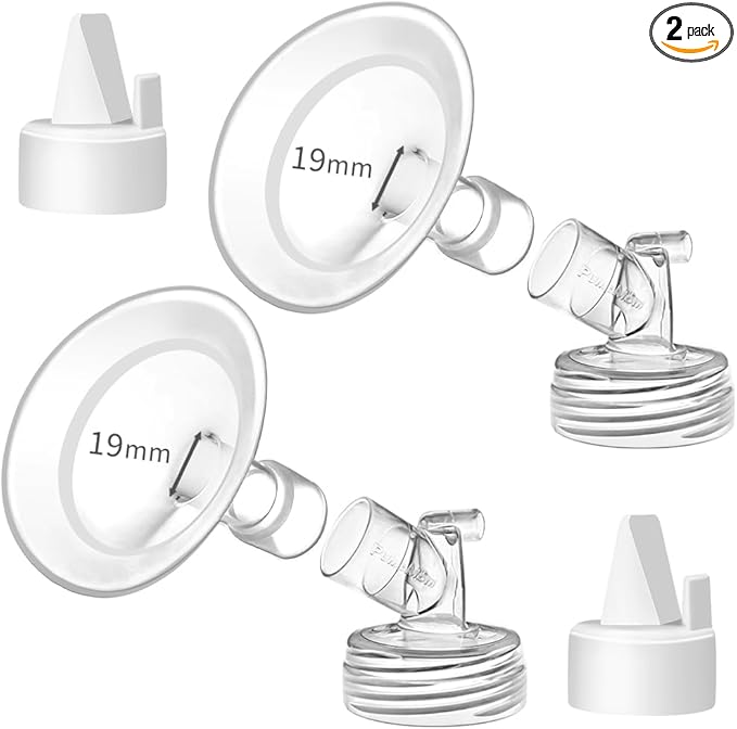 PumpMom-us 19mm Soft Rim Flanges Compatible with Spectra S2 S1 9 Plus Breastpumps Accessories, Replacement Breast Shield and Duckbill Valves for Spectra Pump Parts and 19 Flange