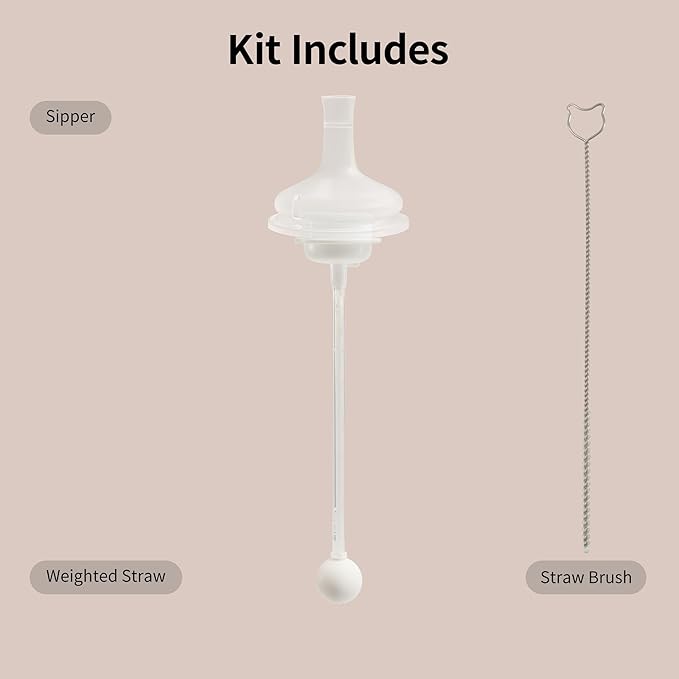 Pigeon Natural Weaning Silicone Sipper Conversion Kit - Smooth Toddler Transition Set | Includes Soft Sipper, Weighted Straws, and Cleaning Brushes | Ideal for Ages 12 Months+