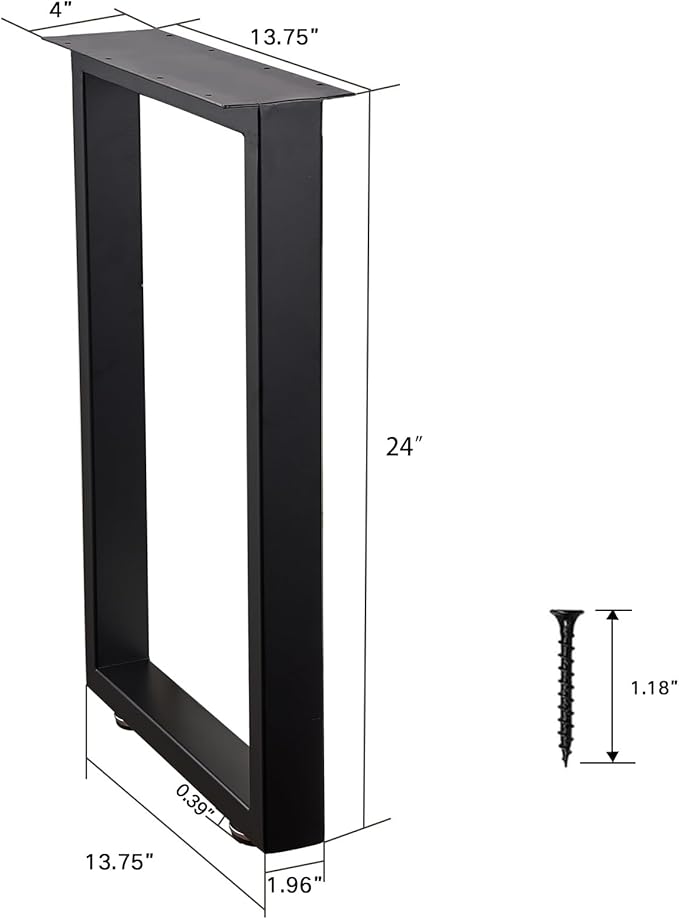 24 Inch Metal Coffee Table Legs Desk Legs for Furniture, Nightstand, End Table, Side Table, Desk, Black, Set of 2