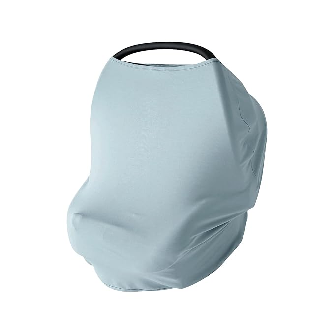 Baby Car Seat Cover, Supersoft Bamboo Viscose Carseat Cover for Infant Boys & Girls, Breathable Multi-Use Breastfeeding Covers, Canopy for Carrier, Stroller, Shopping Cart & High Chair