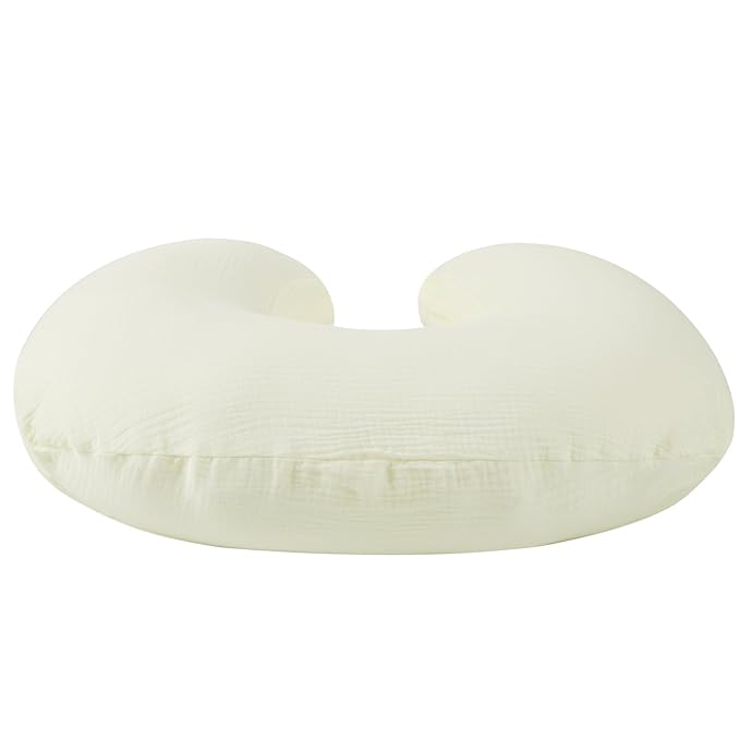 Onacosht Muslin Nursing Pillow Cover Soft 100% Cotton Feeding Pillow Slipcover Fits Standard Infant Nursing Pillow for Baby Boy and Girl, Ivory White