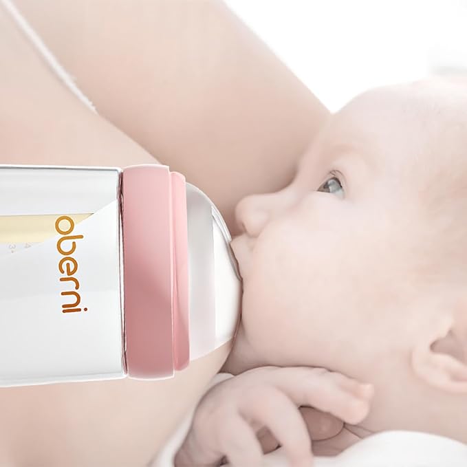 PP Baby Bottles, Anti Colic Breastfeeding Bottles with Natural Response Nipples, Wide Neck Slow Flow Baby Bottle for Babies, Newborn,0-6 Months, BPA Free-Off-Centered Nipple (5 Ounce, Blue, PP)