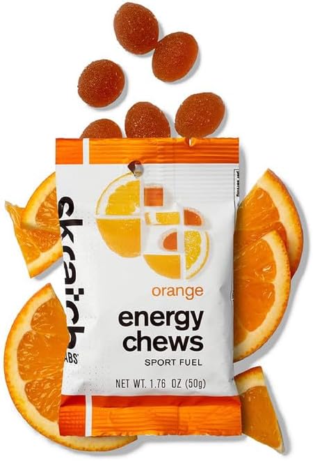 Skratch Labs Energy Chews | Gummies for Running, Cycling, and Sports Performance | Gel Alternative | Orange (10 Pack) | Gluten Free, Vegan