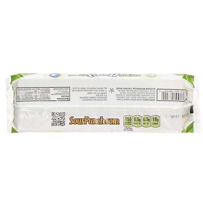 Sour Punch Straws, Rainbow Flavors, 4.5oz Tray (Pack of 12), Lemon, Apple, Strawberry & Blue Raspberry Soft and Chewy Candy