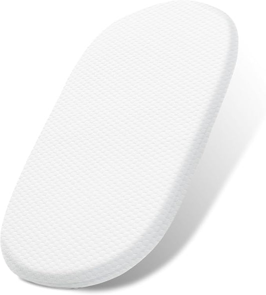Lisara Baby Bassinet Mattress, 15" x 30" Dual Sided Gel Memory Foam Mattress with Waterproof, Removable and Breathable Ice Silk Cover, Fit for Moses Basket