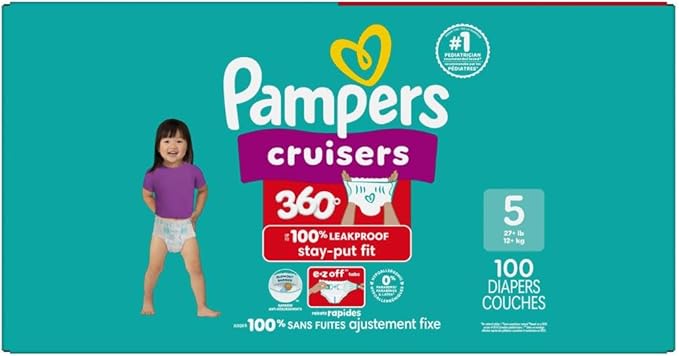 Pampers Diapers - Cruisers 360 - Size 5, 100 Count, Babyproof up to 100% Leakproof Pull-On Diaper