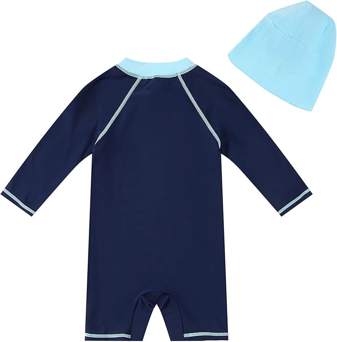 UMELOK Baby Boys UPF 50+ Sun Protection One Piece Rashguard Swimsuit with Snap Bottom