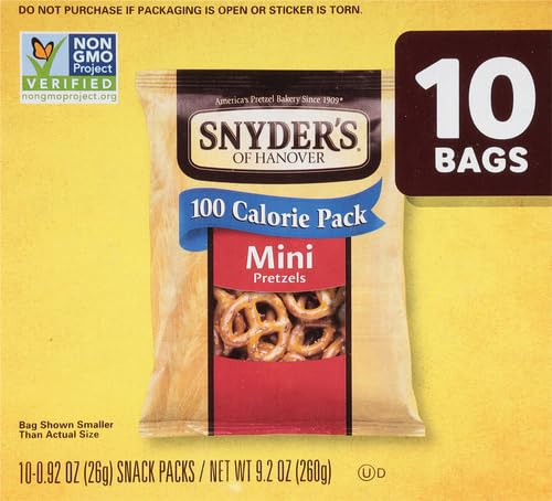 Snyder's of Hanover, 100 Calorie Mini Pretzels, Individual Packs, 10 Ct (pack of 2)