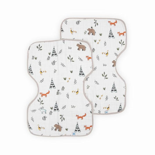Little Unicorn Ultra-Absorbent Premium Burp Cloth 2 Pack | Soft on Baby's Skin | Larger Size | Ergonomic Design | Set of 2 (Forest Friends)