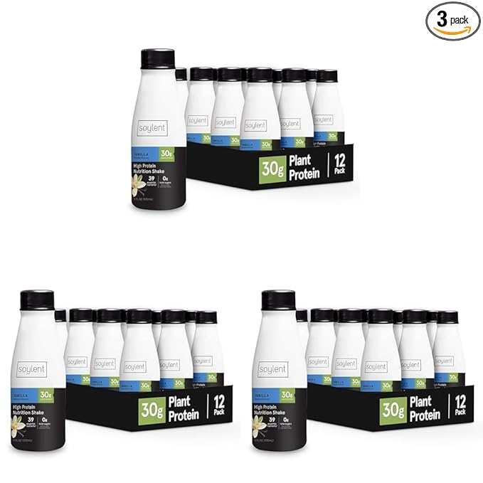 Soylent Vanilla High Protein Shake, 30g Complete Protein, Vegan, Dairy Free and 0g Sugar, Ready to Drink Protein Drinks, 11 Oz, 36 Pack