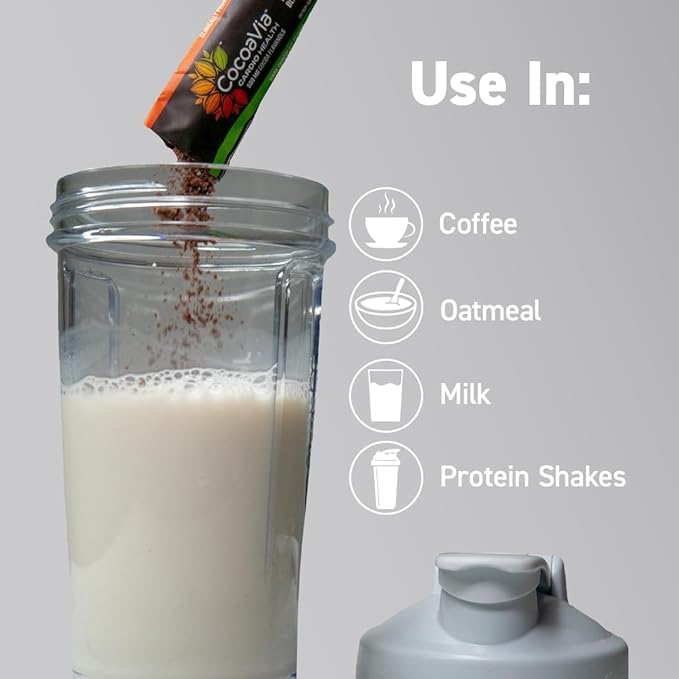 CocoaVia Cardio Health Cocoa Powder, 15 Single Serve Sticks, 500mg Cocoa Flavanols, Support Heart Health, Boost Nitric Oxide, Improve Circulation, Energy, Preworkout, Travel-Friendly, Vegan, Cacao