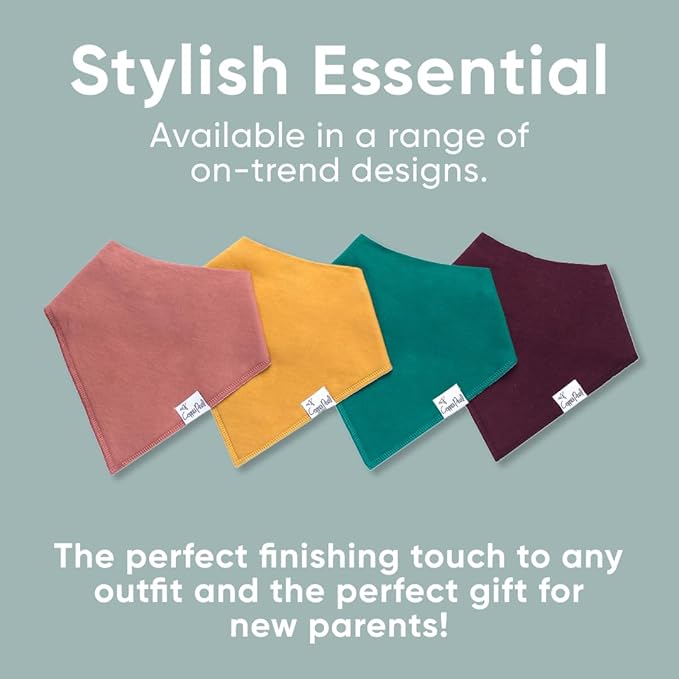 Copper Pearl 4 Pack Soft Cotton Baby Bibs for Drooling and Teething, Absorbent Drool Bibs for Baby Girl and Boy, Adjustable to Fit Newborns to Toddlers, Tons of Styles (Jade)