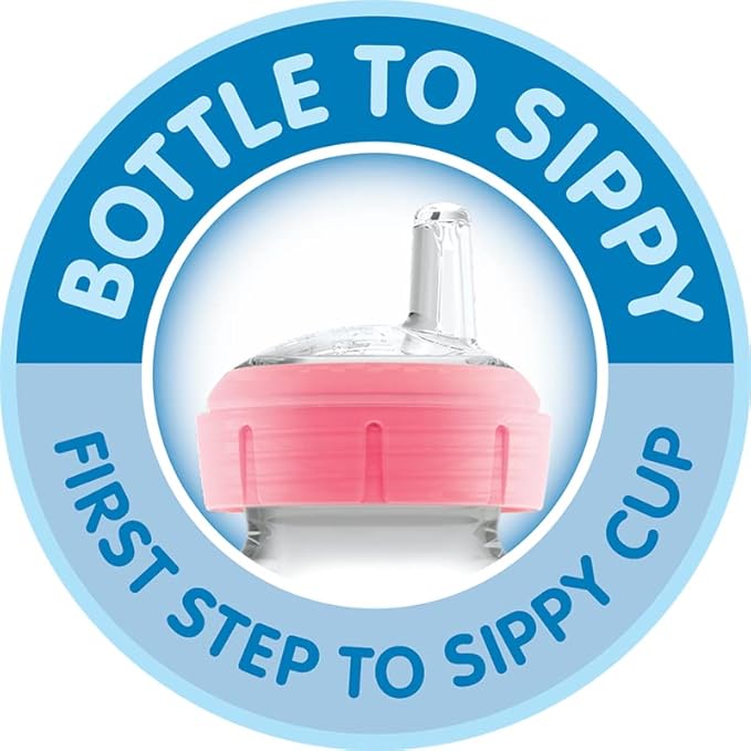 Dr. Brown's Milestones Wide-Neck Sippy Spout Bottle with 100% Silicone Handles, Easy-Grip Handles with Soft Sippy Spout, 9oz/270mL, Gray, 1-Pack, 6m+