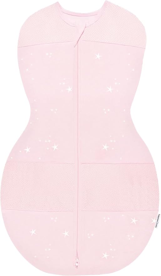 Happiest Baby Sleepea 5-Second Swaddle - 100% Organic Cotton Baby Swaddle Blanket - Doctor Designed Promotes Healthy Hip Development (Rose Stars, X-Large)