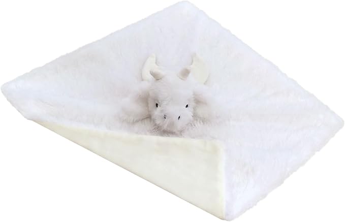 Baby White Dragon Soft Stuffed Animal Security Blanket, Plush Dinosaur Character Lovey Blanket, Baby Shower/Nursery Gift, Newborn Infant Toddler Snuggle Blankie for Girls Boys, 14 Inches