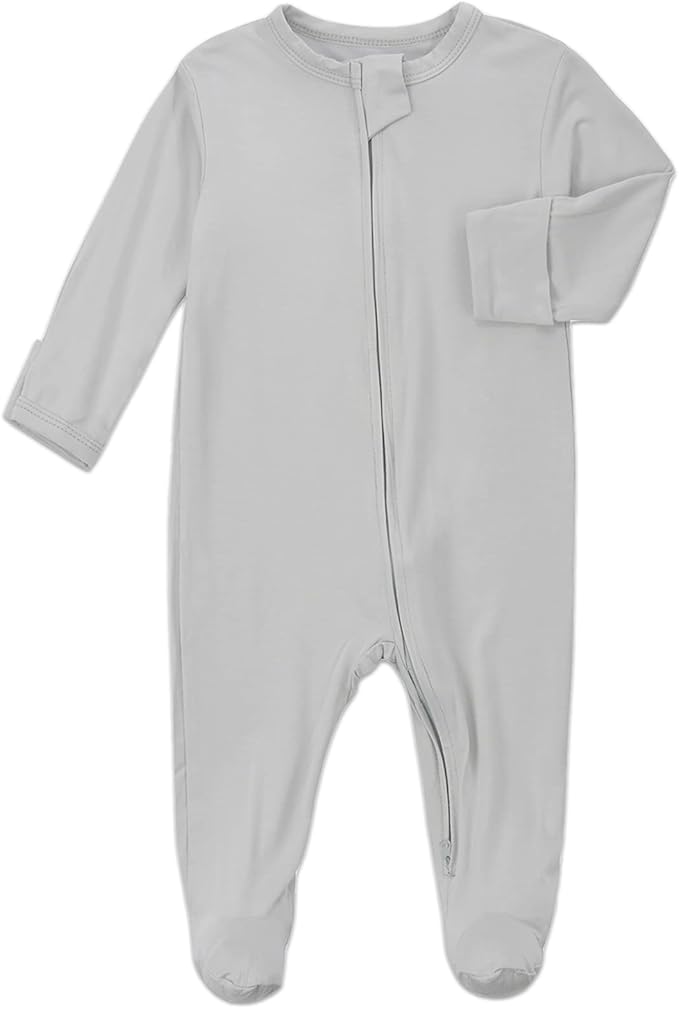 Aablexema Baby Footie Pajamas Zipper - Rayon from Bamboo Infant Footed Pjs with Mittens Sleepwear Jammies