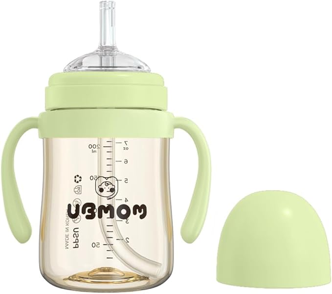 Sippy Cup with Straw and Handle, Spillproof Baby and Toddler Cups with Replaceable Straw, BPA-Free PPSU Sippy Cups for Toddlers, 6.76oz (Melon)