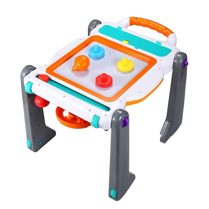 NuoPeng 3-in-1 sit-to-Stand Baby Walker, an All in 1 Learning Walker, Entertainment Table, Drawing Board for Infant Development (White/Gray)