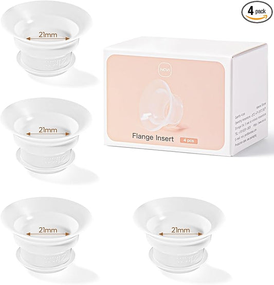 NCVI Silicone Flange Insert for 24mm Flange/Shield, Compatible with NCVI Wearable Breast Pump 8111/8131/8122-3/8787/8786/8138, Breastfeeding Essential for Moms, 4PCS (21mm)
