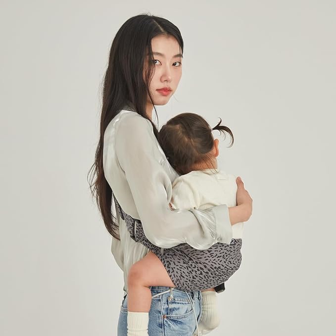 GOOSEKET 365 Toddler Carrier, 100% Cotton, Lightweight, Easy-to-USE, Portable, Suitable from 6-48 Months, Supports UP to 44LBS (Gray Leopard)