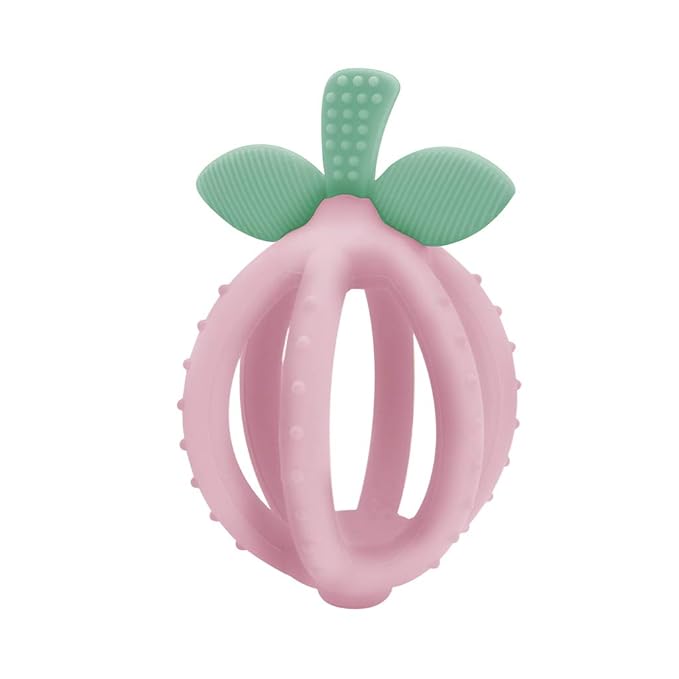 Itzy Ritzy Teething Ball & Training Toothbrush - Silicone, BPA-Free Bitzy Biter Lemon-Shaped Teething Toy Features Multiple Textures to Soothe Gums & an Easy-to-Hold Design (Pink Lemonade)