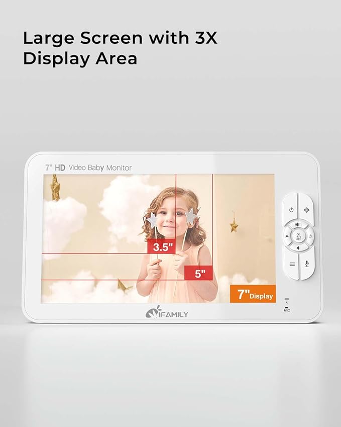 iFamily 7" Large Split Baby Monitor with 2 HD Cameras and Audio, 1080P HD Video Baby Monitor No WiFi,Hack Proof