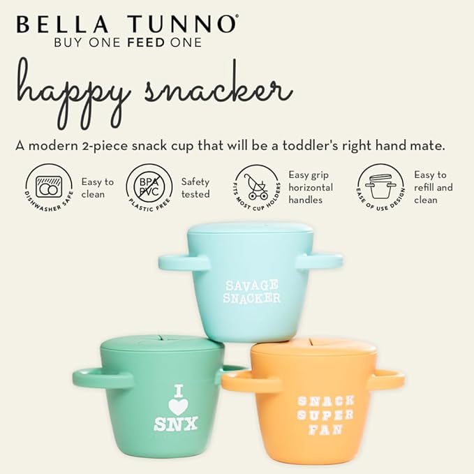 Snack Cups for Toddlers by Bella Tunno, Silicone Spill Proof Food Container with Lid, Babies & Kids 6-12 Months, Snack Super Fan