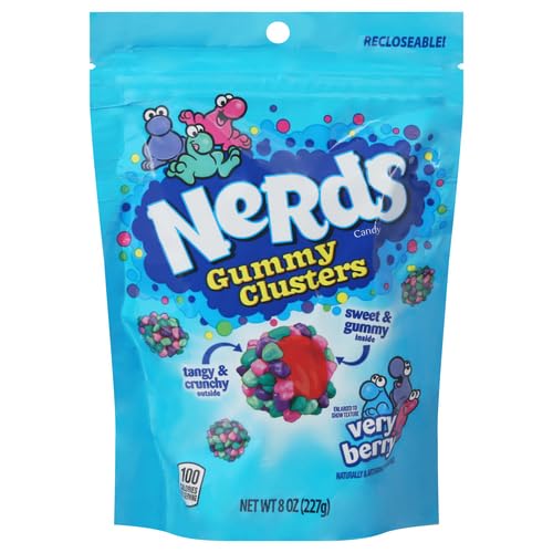Nerds Gummy Clusters Candy, Very Berry, Resealable 8 Ounce Bag (Pack of 2)