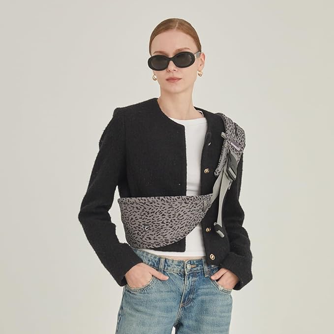 GOOSEKET 365 Toddler Carrier, 100% Cotton, Lightweight, Easy-to-USE, Portable, Suitable from 6-48 Months, Supports UP to 44LBS (Gray Leopard)