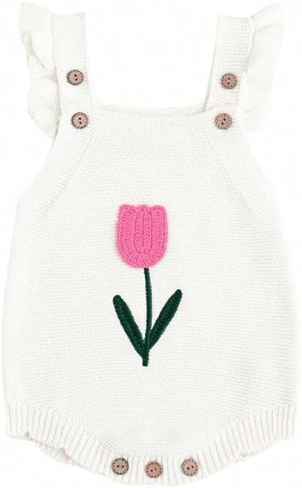 Simplee kids Baby Girls Sunflower Knit Rompers Knit Clothes for Newborn Baby Girls