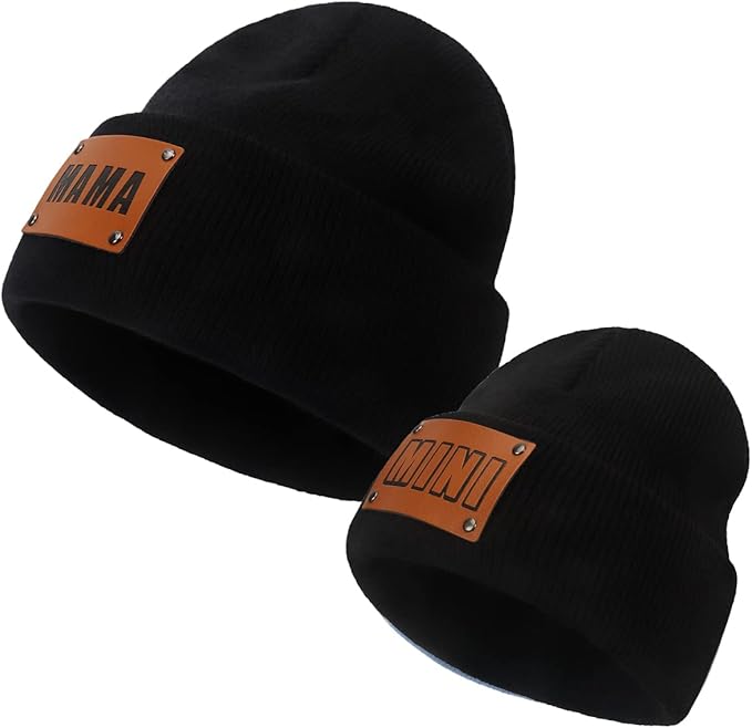 Parent-Child Beanie Hat,Mother & Baby Daughter/Son Winter Warm Knit Hat,Kids Soft Beanie Cap