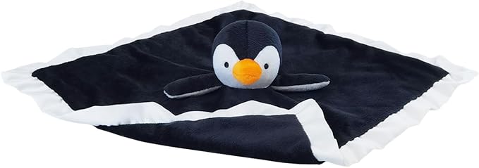 Baby Black Penguin Soft Stuffed Animal Security Blanket, Plush Penguin Character Lovey Blanket, Baby Shower/Nursery Gift, Newborn Infant Toddler Snuggle Blankie for Boys Girls, 18 Inches