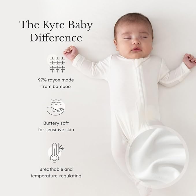 KYTE BABY Unisex Zipper Closure Footies, Rayon Made From Bamboo, 0-24 Months