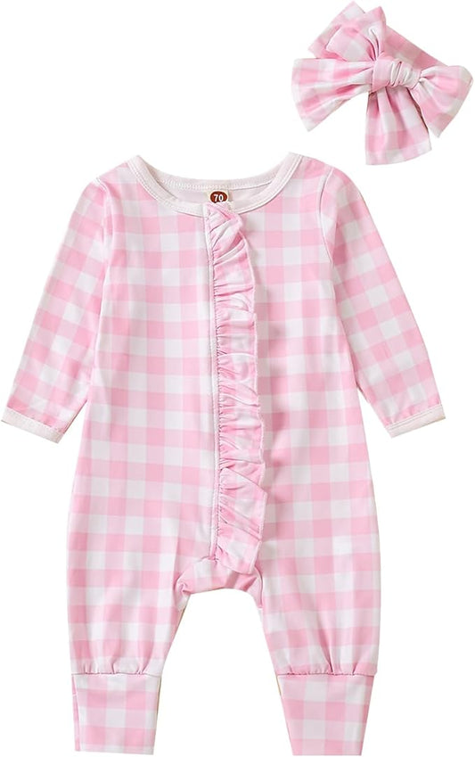 Cute Floral Floral Print Long Sleeve Infant Newborn Baby Girl Clothes Baby Girl Jumpsuit