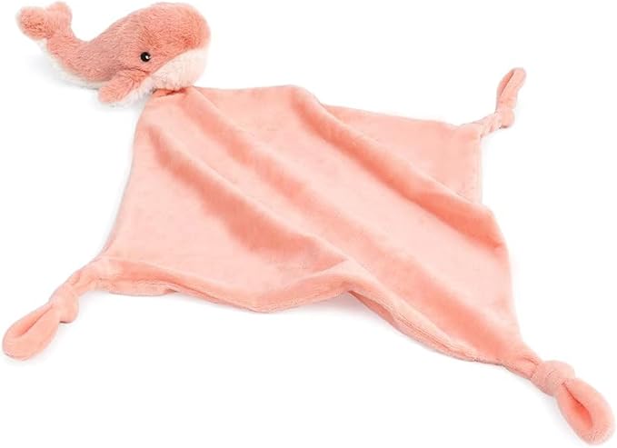 MON AMI Coral Whale Plush Lovey for Babies – 13.5” | Knotted Security Blanket for Newborns