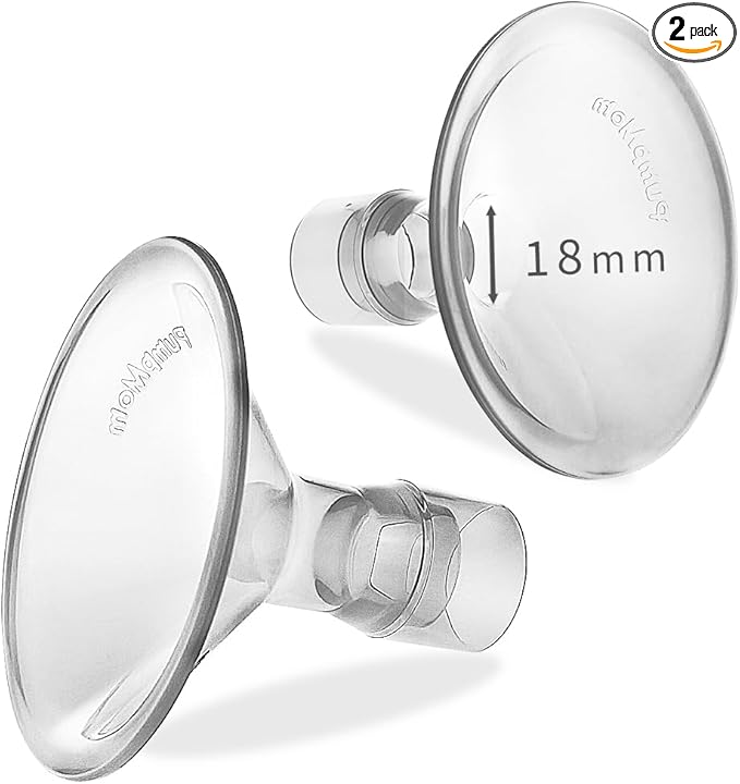 PumpMom 18mm Small Breastshields Compatible with Medela Breast Pump Parts, Replace Flange for Medela Accessories, Not Original PersonalFit Shield Pump Parts, 2pcs