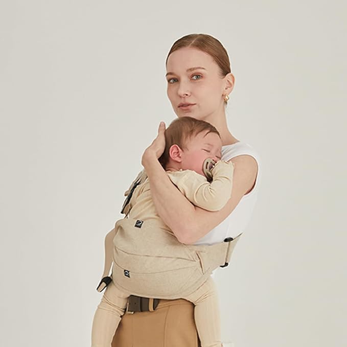 GOOSEKET 365 Toddler Carrier, 100% Cotton, Lightweight, Easy-to-USE, Portable, Suitable from 6-48 Months, Supports UP to 44LBS (Beige)