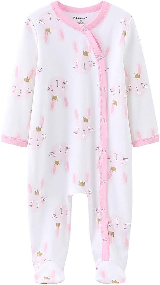 Kiddiezoom Baby Footed Cotton One-Piece Romper Jumpsuit Pajamas