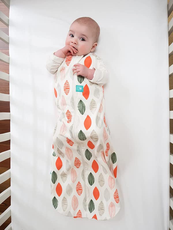 ergoPouch Cocoon Swaddle Sack 0.2 TOG - Baby Sleep Sack, Gentle Snug Fit Helps Calm Startle Reflex, Ideal for Arms In/Out Sleeping, Soft Breathable Fabric for Better Sleep (3-6 Months, Blush Leaf)