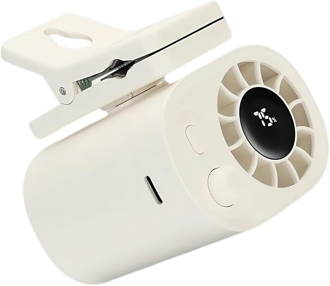Small Clip on Fan Portable USB Mini Fan 2025 Upgrade,0-100 Speed Adjustment, Rechargeable Personal With LED Display for Umbrella,Desk,Dorm,Camping,Stroller,Golf,Gym,Beach Travel Outdoors-White