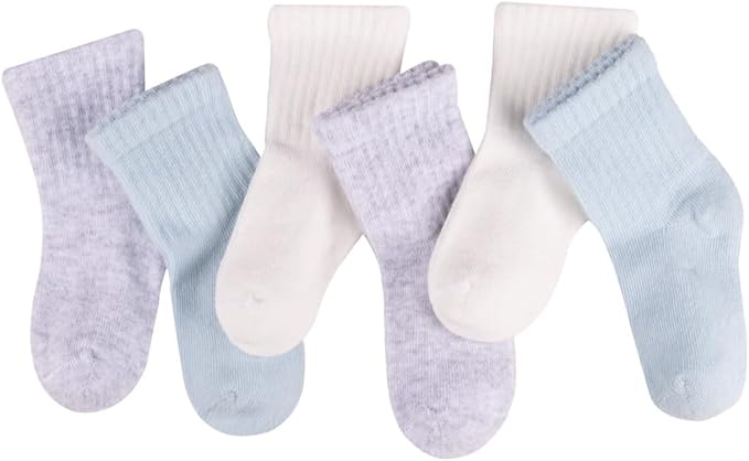 Bella Seamless-Toe Turkish Cotton Ribbed Crew Socks - Stylish and Cozy 6-Pack Baby & Toddler Socks