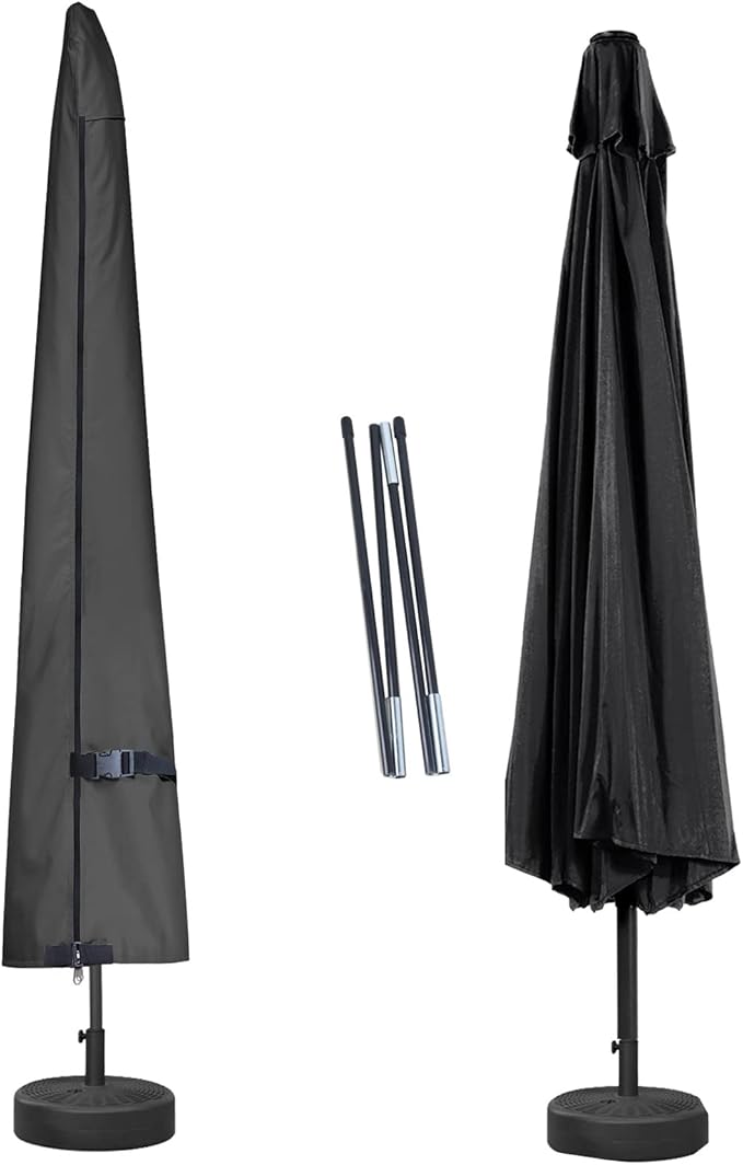 Porch Shield Patio Umbrella Cover - Outdoor Waterproof Garden Market Parasol Covers Fits Market Umbrella 7-10 Feet, Black