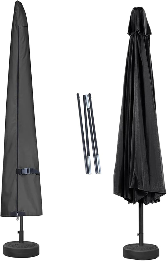 Porch Shield Patio Umbrella Cover - Outdoor Waterproof Garden Market Parasol Covers Fits Market Umbrella 7-10 Feet, Black