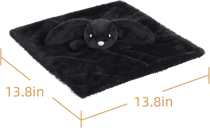 Apricot Lamb Black Bunny Blanket Soft Loveys for Babies, Security Blanket for Baby Boy and Girl, Infant and Toddlers 13.8x13.8 Inches