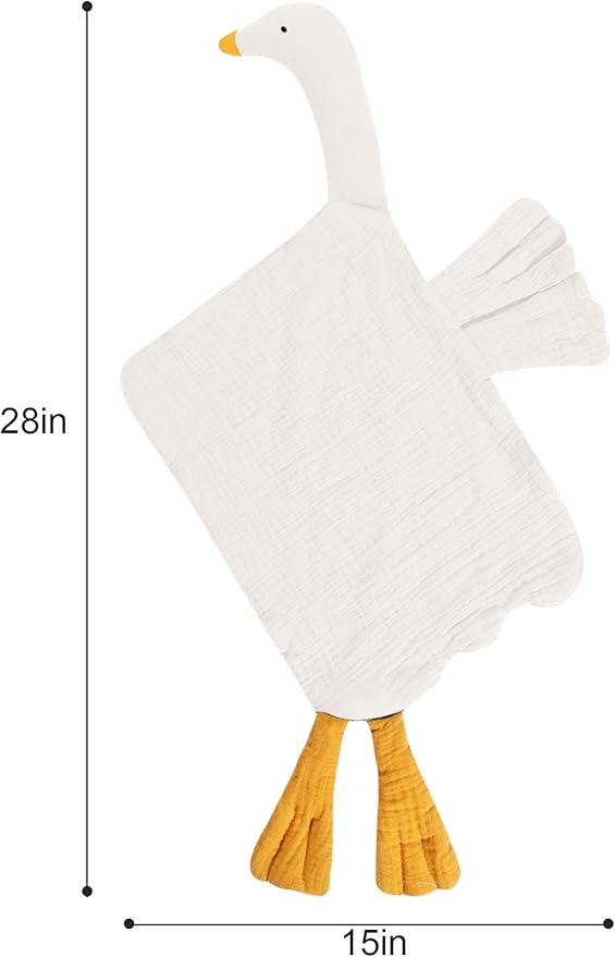 Baby Toys Lovey Blanket Soft Goose Toys for Newborn Essentials 0-6 Months, Sensory Stuffed Animal Security Blanket for Boys and Girls (Goose-White)