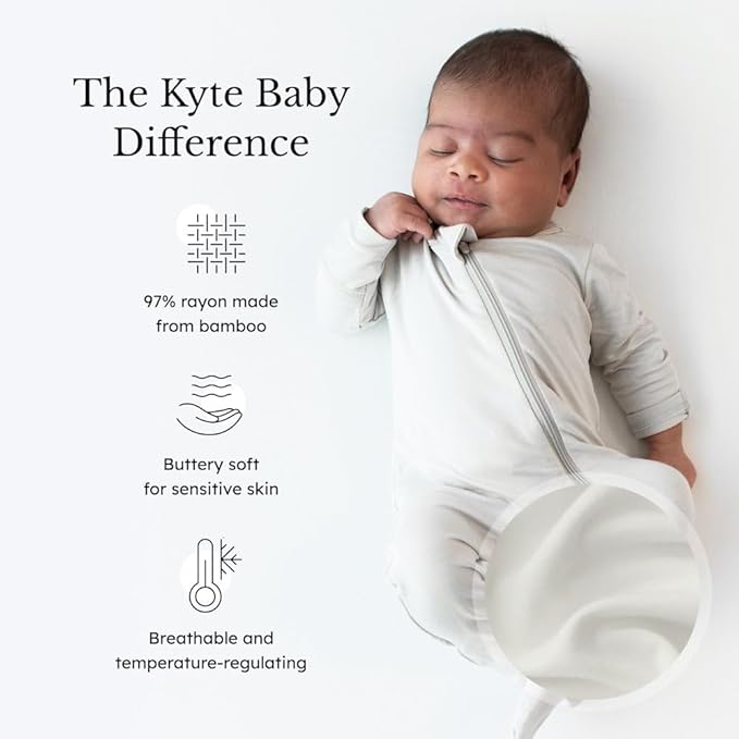 KYTE BABY Unisex Zipper Closure Footies, Rayon Made From Bamboo, 0-24 Months