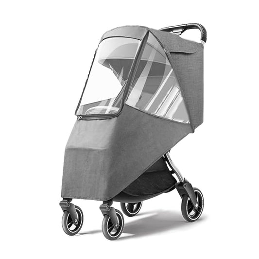 Stroller Rain Cover, Universal Baby Travel Weather Shield Waterproof Windproof Protection Breathable Protect from Dust with Storage Pocket for Most Single Strollers Jogging Pushchairs