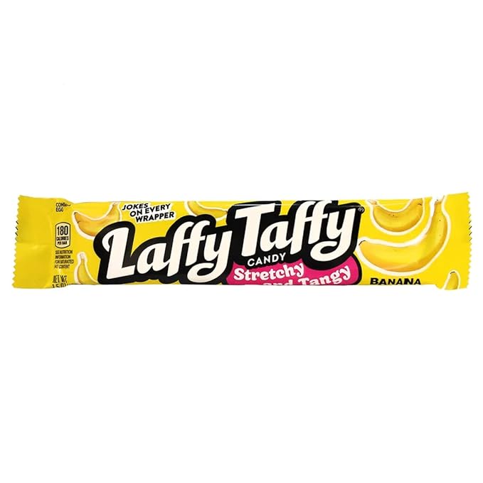 Laffy Taffy Candy, Stretchy & Tangy, Banana Flavor, 1.5 Ounce Bars (Pack of 48)