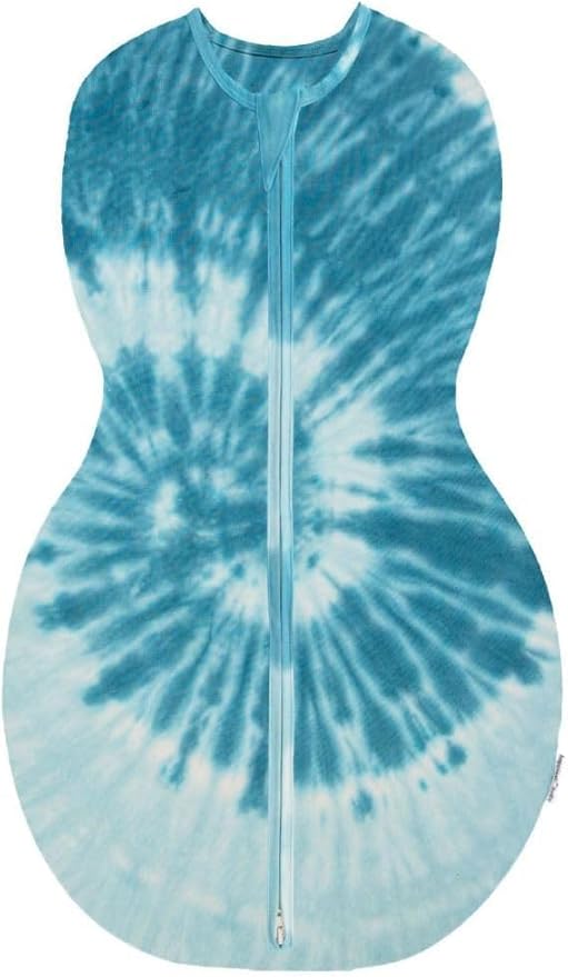 Happiest Baby Sleepea 5-Second Swaddle - 100% Organic Cotton Baby Swaddle Blanket - Doctor Designed Promotes Healthy Hip Development (Tie Dye Blue, X-Large)